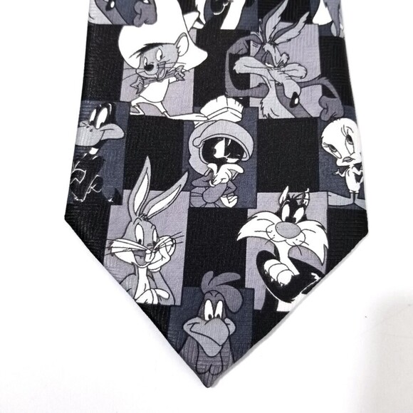 VTG NWT Looney Tunes Monochrome Neck Tie - Picture 3 of 6